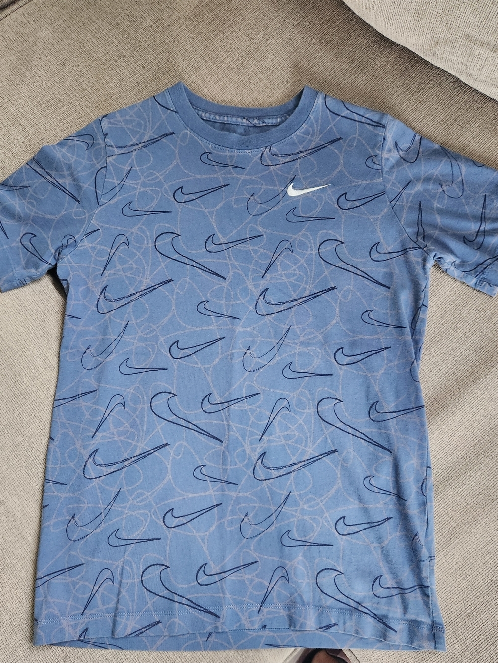 Nike Light Blue Allover Swoosh Tee